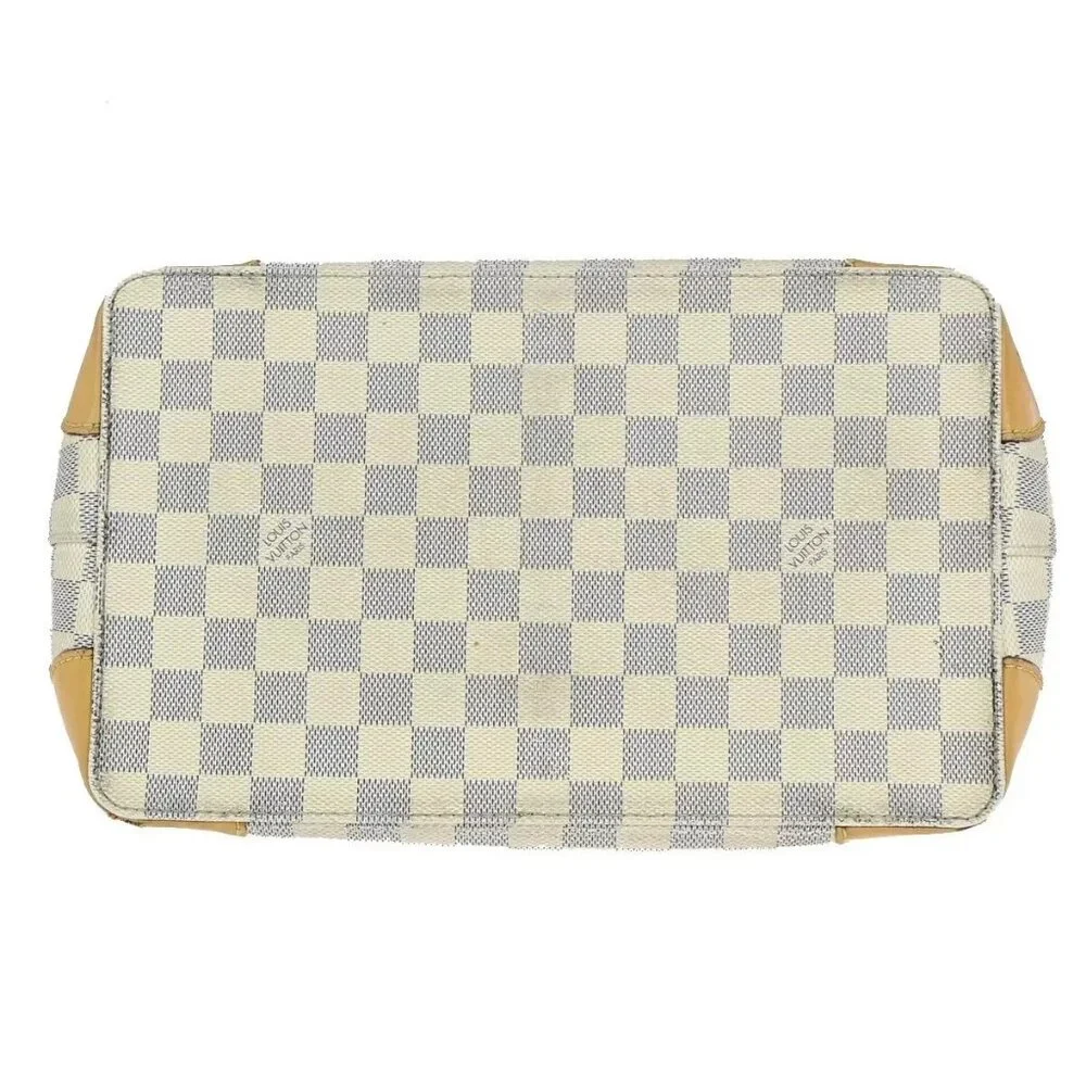 LOUIS VUITTON Hampstead PM Shoulder Bag Damier Azur Leather White